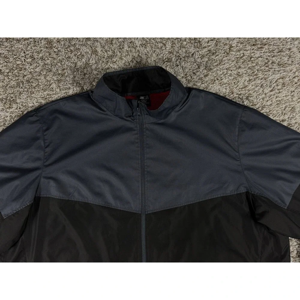 Starter Men's 2XL Black Gray Colorblock Windbreaker Jacket Full Zip Mesh Lined